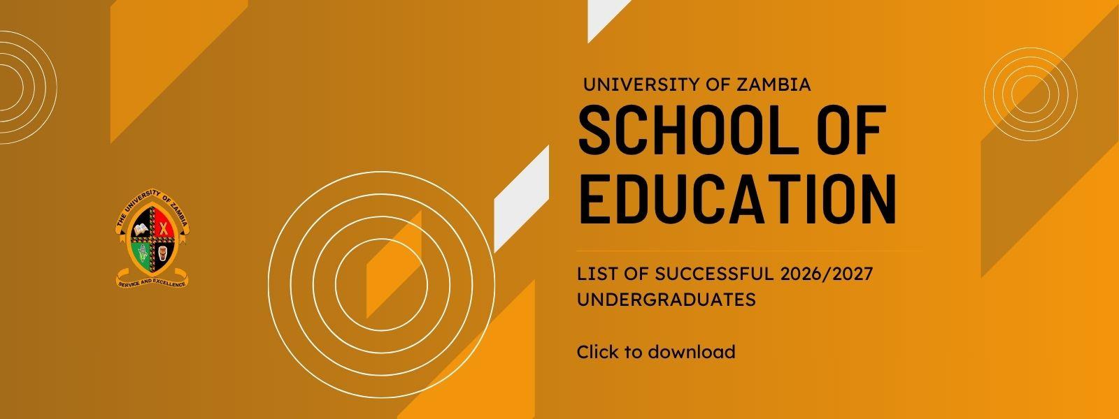School of Education 2026/2027 List of Succesful Undergraduate